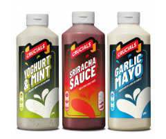 Crucials Sauce x 3 (Mint/Sriracha/Garlic Mayo) 500ml Free doner kebab mix